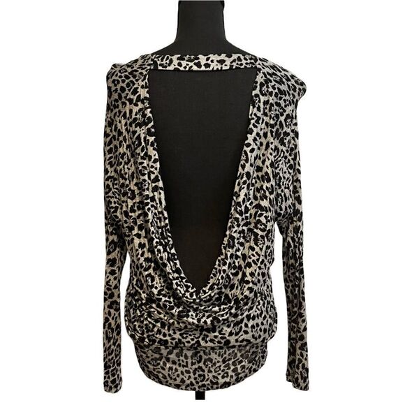 EXPRESS Long Sleeve Backless Top, Leopard Print SZ XS - Picture 2 of 6